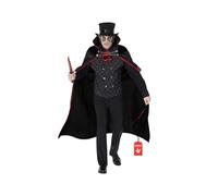 Morph Costume de vampire Dracula pour homme et adulte | Haut-de-Forme, Cape Doublée, Gilet & Cravate Jabot, Look Comte Vampirique, Parfait pour Halloween, Idéal pour se Déguiser