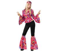 Morph Costume Disco Années 70 Femme, Tenue Hippie Déguisement, Vêtements Soirée Années 60, Robe Rétro Adulte, XXL