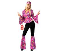 Morph Costume Disco Années 70 Femme, Tenue Hippie Déguisement, Vêtements Soirée Années 60, Robe Rétro Adulte, M