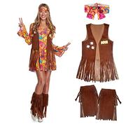 Morph Costume Hippie Femme, Déguisement Années 70, Tenue Rétro, Style Boho, Festival, XL