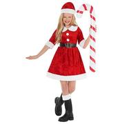 Morph Costume Mère Noël Fille, Robe Déguisement Enfant, Tenue Festive Noël, 4-6 Ans
