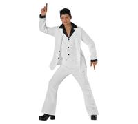 Morph Costume Pattes d'Éléphant Blanc Années 70, Tenue Disco Rétro pour Fêtes et Événements, 3XL M