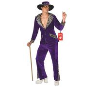 Morph Costume Pimp Violet Homme, Déguisement Années 70, Tenue Soirée Vegas, Costume Halloween, L