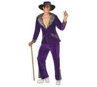 Morph Costume Pimp Violet Homme, Déguisement Années 70, Tenue Soirée Vegas, Costume Halloween, M XL