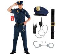Morph Costume Policier Homme, Déguisement Officier, Tenue de Flic, Uniforme Policier, XXL