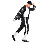 Morph Costume Pop Star Homme, Déguisement Chanteur Roi de la Pop, Costume Disco Carnaval Adulte XL