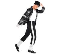 Morph Costume Pop Star Homme, Déguisement Chanteur Roi de la Pop, Costume Disco Carnaval Adulte, XL