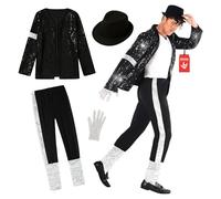 Morph Costume Pop Star Homme, Déguisement Chanteur Roi de la Pop, Costume Disco Carnaval Adulte, XXL