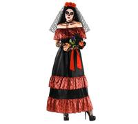 Morph Costume Senora Dia de los Muertos, Robe La Catrina Halloween Femme, M