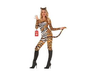 Morph Costume Tigre Femme, Combinaison Imprimé Tigre Orange, Déguisement Halloween Accessoires, S