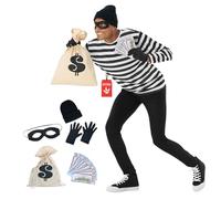 Morph Costume Voleur de Banque Homme, Déguisement Policier et Voleur avec Accessoires Adulte, 3XL
