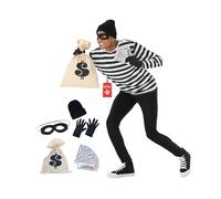 Morph Costume Voleur de Banque Homme, Déguisement Policier et Voleur avec Accessoires Adulte, L
