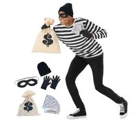 Morph Costume Voleur de Banque Homme Déguisement Policier et Voleur avec Accessoires Adulte M L