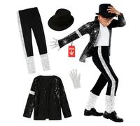 Morph Déguisement Chanteur Enfant, Costume Pop Star Disco Années 80, Tenue Carnaval Halloween, M