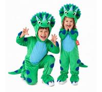 Morph Deguisement Dinosaure Enfant, Costume Halloween Enfant | Combinaison Bleue Texturée & Capuche à Crêtes, Look Tricératops, Parfait pour Halloween, Idéal pour les Jeux de Rôle