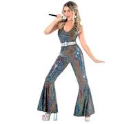 Morph Deguisement Disco Femme, Déguisement Disco Femme, Tenue Annee 70, Déguisement Année 80, Deguisement Paillette, Combinaison Argentée, Costume Halloween Adulte, Carnaval XS