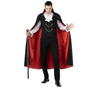 Morph Deguisement Dracula Homme, Costume Vampire Halloween Homme | Haut avec Gilet, Cape Noire & Canne, Look Comte Vampire, À Enfiler, Parfait pour Halloween, Idéal pour se Déguiser