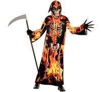 Morph Déguisement Faucheuse Enfant, Costume Halloween Enfant, Tenue Faucheuse Saisonnier, 10-12 Ans