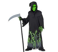 Morph Déguisement Faucheuse Enfant, Costume Halloween Squelette, Tenue Faucheur Garçon, 10-12 Ans