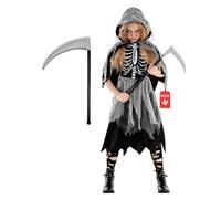 Morph Déguisement Faucheuse Enfant, Costume Halloween Squelette, Tenue Fille Faucheuse, M