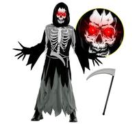 Morph Déguisement Faucheuse Enfant, Costume Halloween, Tenue Effrayante, Idéal Pour Fêtes et Événements, XL