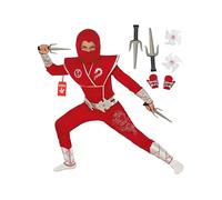 Morph Déguisement Ninja Enfant, Costume Guerrier, Tenue de Combat, Idéal pour Carnaval et Fêtes, 7-9 Ans