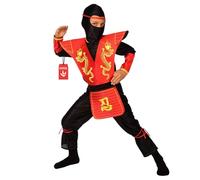 Morph Déguisement Ninja Enfant, Costume Ninja Rouge, Tenue Ninja pour Enfants, Idéal pour Carnaval, M