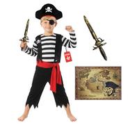Morph Déguisement Pirate Enfant, Costume Garçon et Bébé, Tenue Halloween Enfant, 3-4 Ans