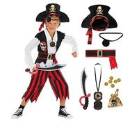 Morph Déguisement Pirate Enfant, Costume Garçon, Tenue Pirate, Déguisement Carnaval, 10-12 Ans