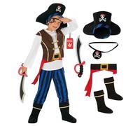 Morph Déguisement Pirate Enfant, Costume Garçon, Tenue Pirate, Déguisement Carnaval, 3-4 Ans