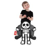 Morph Deguisement Squelette Porte-Moi Enfant, Costume Halloween Enfant | Combinaison Noire Imprimée Squelette & Fausses Jambes, À Enfiler, Parfait pour Halloween, Idéal pour les Jeux de Rôle