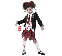 Morph Déguisement Zombie Fille, Costume Écolière Zombie, Tenue Halloween Enfant, Thème Horreur, M