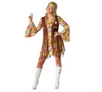 Morph Robe Hippie Femme Années 70, Costume Halloween Rétro Boho, Déguisement Soirée à Thème, XL
