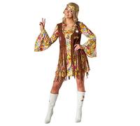 Morph Robe Hippie Femme Années 70, Costume Halloween Rétro Boho, Déguisement Soirée à Thème, S