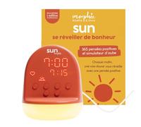 Morphée Sun - Réveil Lumineux et simulateur d'aube - Déconnecté sans écran | Simulateur d'aube et de crépuscule intégrés - 365 pensées positives, musiques douces et sons de la nature - 100% déconnecté