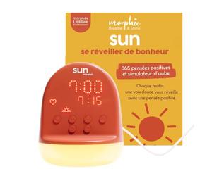 Morphée Sun - Réveil Lumineux et simulateur d'aube - Déconnecté sans écran | Simulateur d'aube et de crépuscule intégrés - 365 pensées positives, musiques douces et sons de la nature - 100% déconnecté