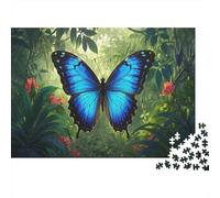 Morpho Bleu Puzzles 1000 Pieces Cadeau Unique Tropical Rain Forest Jeu Éducatif Challenge Toy À De Qualité Supérieure Peinture Art pour Adultes Et Enfants À Partir De 14 Ans 1000pcs (75x50cm)