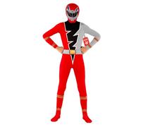 Morphsuits Deguisement Power Rangers Enfant, Costume Halloween Enfant | Combinaison Seconde Peau Rouge à Capuche, Fermeture Éclair, Parfait pour Halloween, Idéal pour le Cosplay