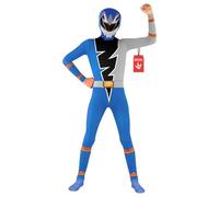 Morphsuits Deguisement Power Rangers Enfant, Costume Halloween Garcon | Combinaison Intégrale Bleue avec Cagoule, Fermeture Éclair, Parfait pour Halloween, Idéal pour le Cosplay
