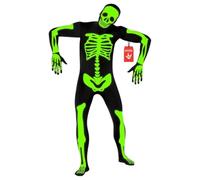 Morphsuits Deguisement Squelette Adulte, Costume Halloween Homme | Combinaison à Capuche, Imprimé Squelette Phosphorescent, Fermeture Éclair, Parfait pour Halloween, Idéal pour le Cosplay