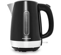 Morphy Richards Equip 102783 Bouilloire 1,7 l 3 kW avec filtre anticalcaire amovible, jauge d'eau facile à visualiser, boîtier en acier inoxydable, noir