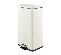 Morphy Richards Poubelle de cuisine rectangulaire à pédale de 30 L, couvercle à fermeture douce, seau intérieur, pédale marche, crème, 880002