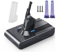 Morpilot 6500mAh Batterie pour Dyson V8 SV10, Compatible avec Dyson SV25 Absolute Animal Motorhead Fluffy Parquet Cordless Vacuum avec 2PCS Filtres Lavables, 21.6V