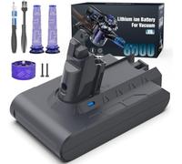 Morpilot 8000mAh Batterie pour Aspirateur Dyson V6 DC62 SV03 Animal Pro Fluffy Absolute Trigger SV09 SV05 SV06 SV07 DC59 DC61 DC58 DC72 DC74,avec 2 Pre-filtres, 1 Post-Filtre et Tournevis