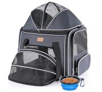 Morpilot Boîte de Transport Extensible supérieure pour Chats, Chiens, Chats et Chiens, Sac en Maille Respirante avec Fermetures éclair de sécurité, Bol Pliable