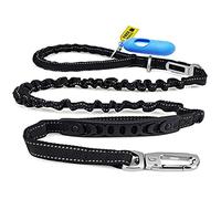 Morpilot Laisse Chien Élastique, Laisse Solide avec Poignée Souple pour Chiens Grands Moyens, Laisse Réfléchissante pour Une Promenade Nocturne en Toute Sécurité avec Chien + Sac Poubelle (Noir)
