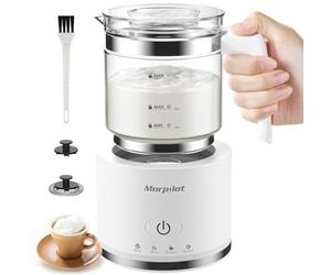 Morpilot Mousseur à Lait Électrique 4 en 1, 500ml 600W Emulsionneur de Lait en Verre à Mousse de Lait Chaude et Froide, Milk Frother pour Cappuccino Latte Macchiato