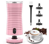 Morpilot Mousseur à Lait Électrique 4 en 1 à Mousse Chaude et Froide et Chauffe-lait, Emulsionneur Automatique 400W 240ml pour Cappuccino Macchiato Latte, Rose