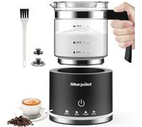 Morpilot Mousseur à Lait Électrique 4 en 1, Grande Capacité 500ml 600W Milk Frother en Verre à Mousse de Lait Chaude Froide et Lait Chaud, Emulsionneur de Lait Divisé pour Cappuccino Macchiato Latte