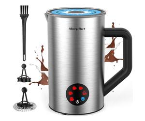 Morpilot Mousseur à Lait Electrique 6 EN 1, 150-350ml, Chocolatière et Emulsionneur pour Chocolat, Mousse Chaud et Froid, Chauffe-lait, Revêtement Antiadhésif, Acier Inoxydable
